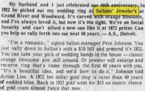 Sallan Jewelers - Aug 1972 Customer Problem Solved (newer photo)